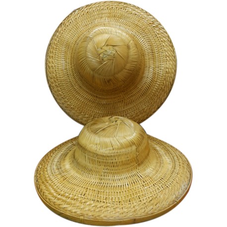 Sombrero chino de bambú punta redonda